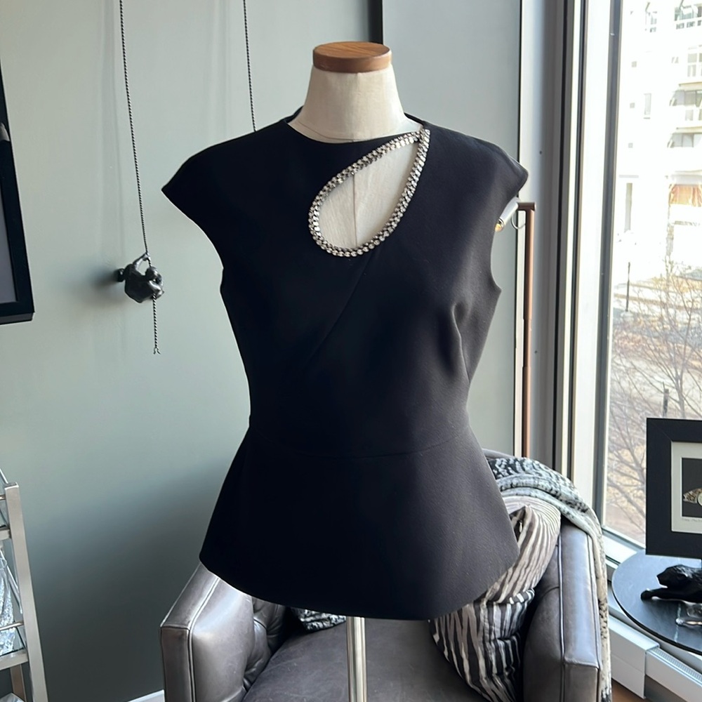 New Safiyaa Carina Embellished Cutout Top in Black Size 42 FR / 10 US